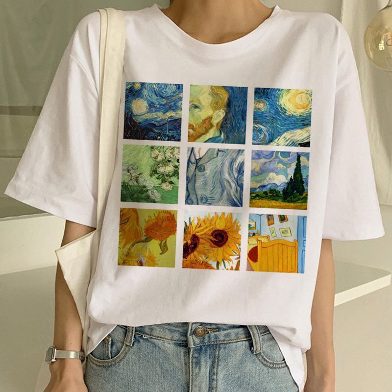 T-shirt imprimé peinture à l'huile Van Gogh