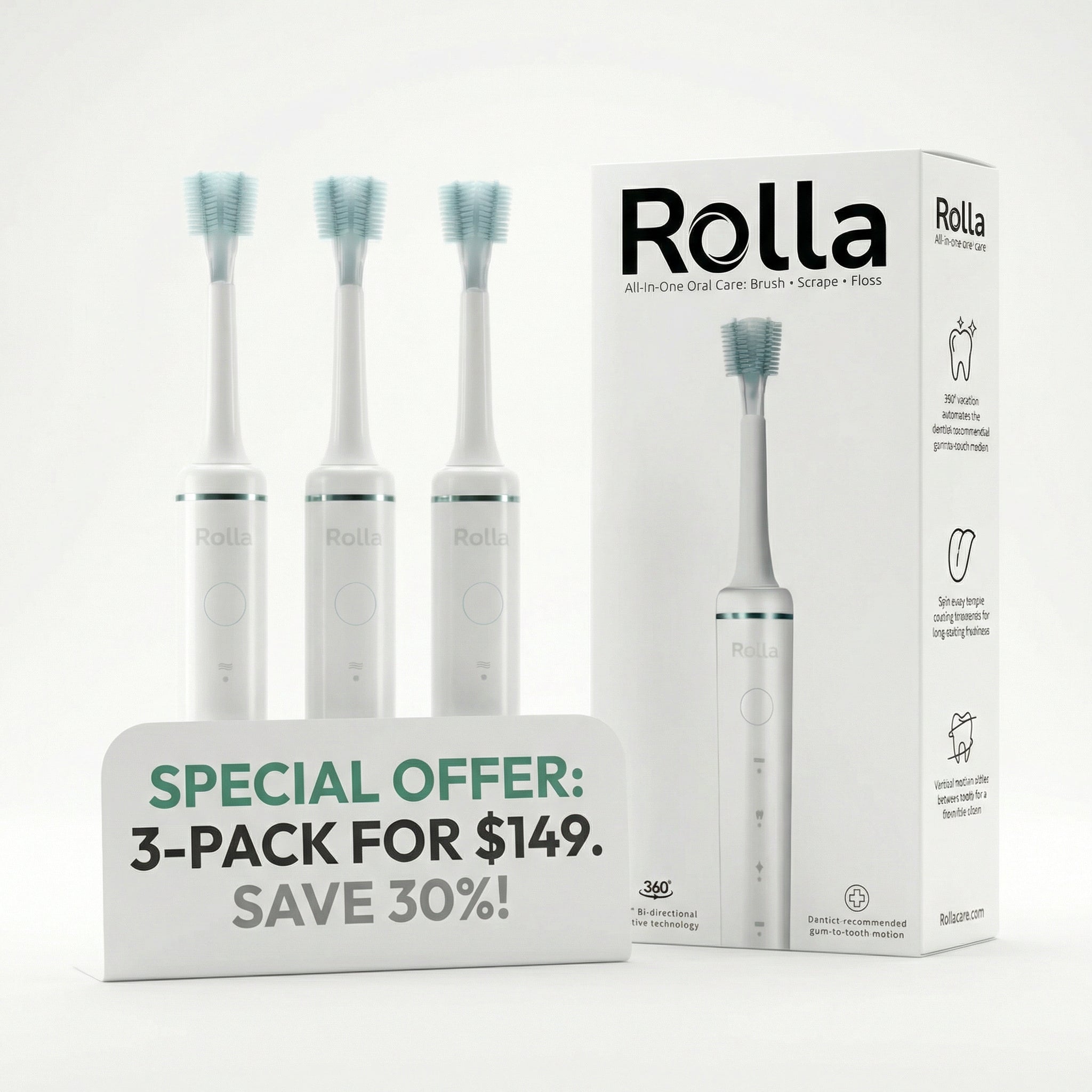 X3 Brosse à Dents Double Rotations – Nettoyage Optimal